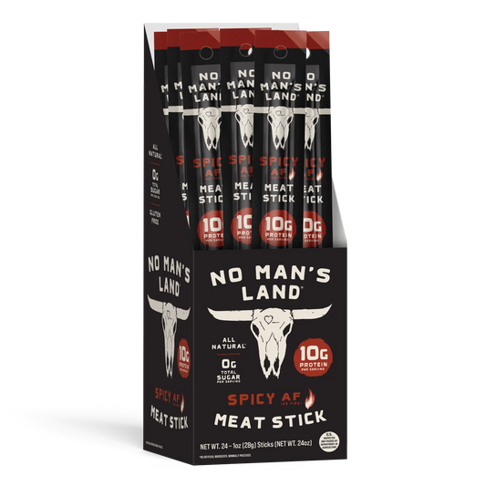 Packaging of No Man's Land Spicy AF Meat Stick