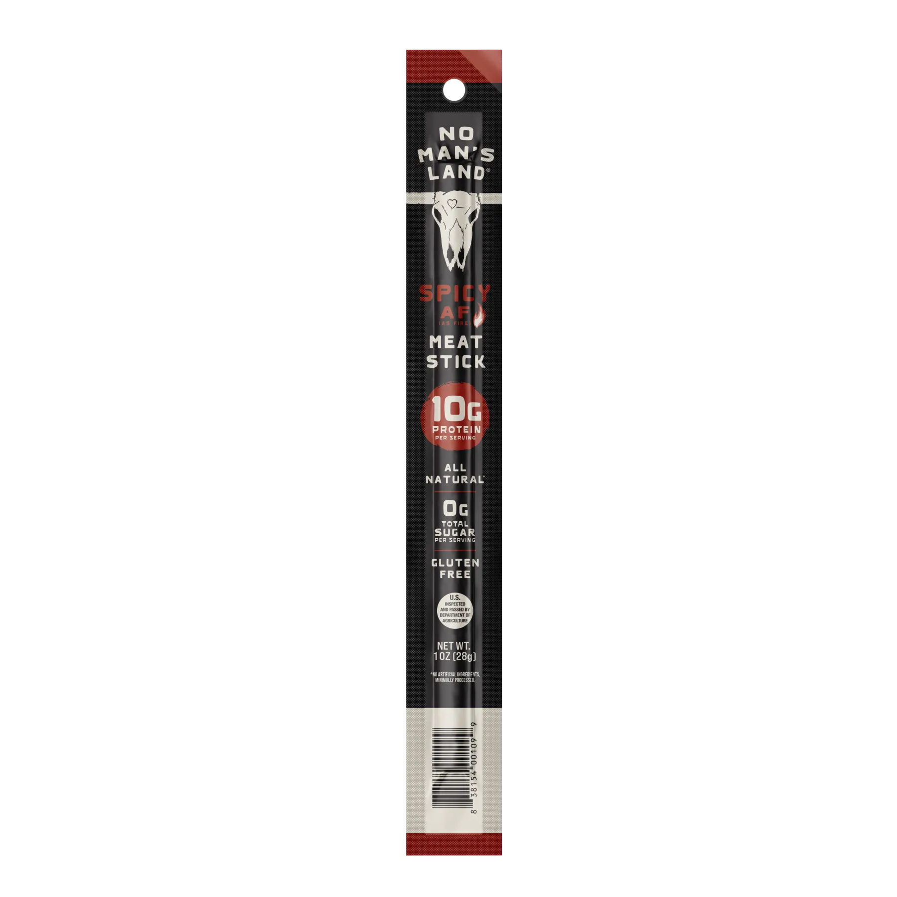 No Man's Land Spicy Meat Stick packaging - Spicy AF